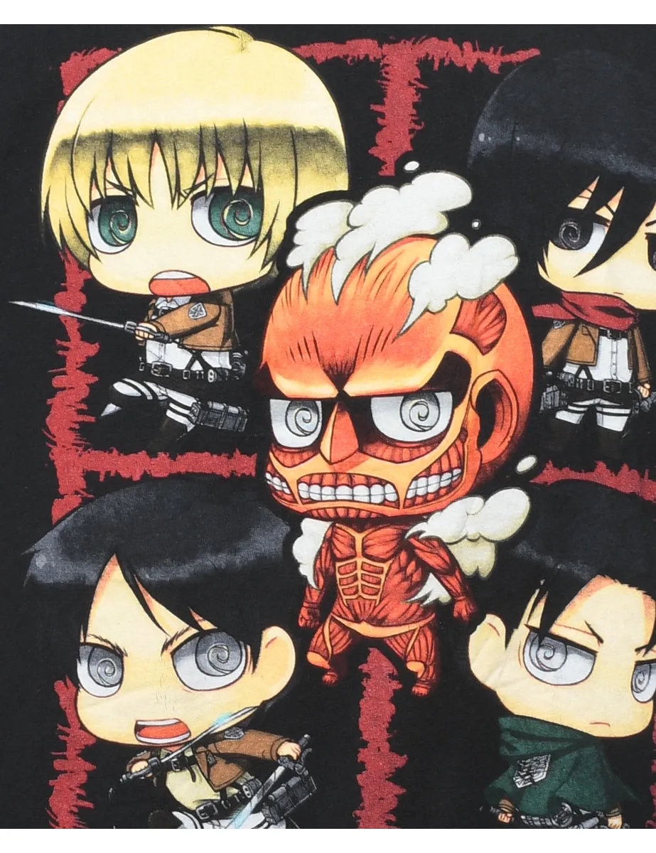 2000s Attack On Titan Cartoon T-shirt - S