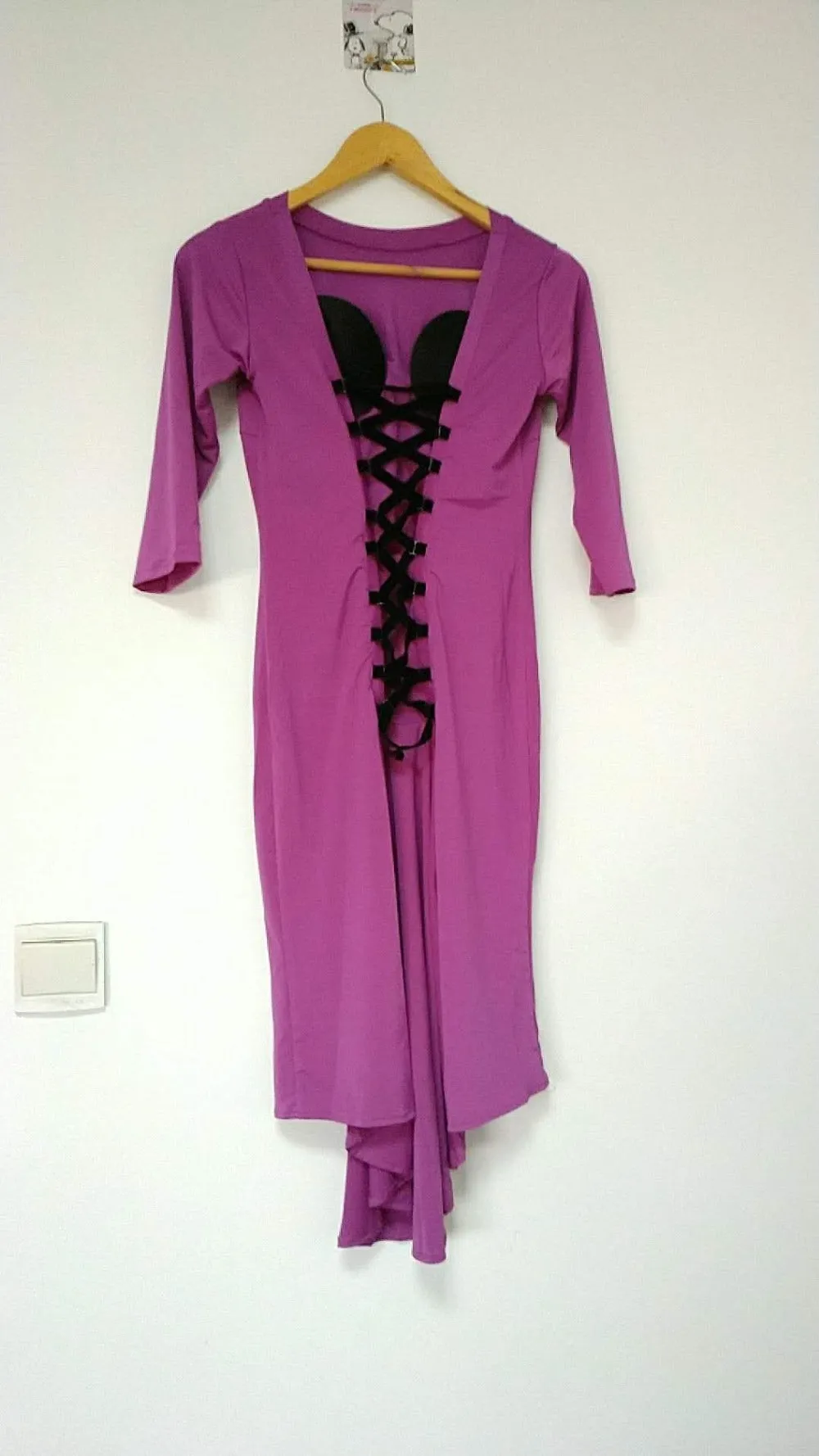 3/4 Sleeve Lace-Up Back Showcase & Performance Ballroom Dance Dress