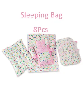 8Pcs Newborn Baby Sleeping Bag With Mosquito Net Car Pink