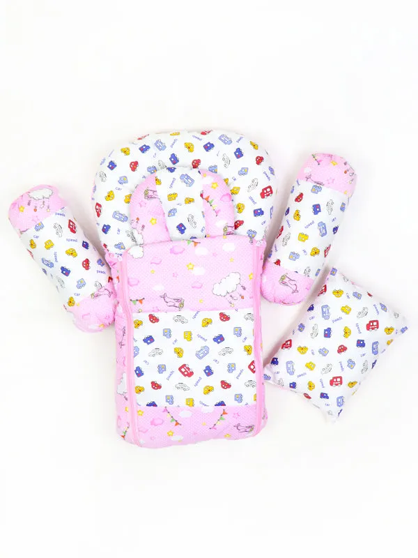 8Pcs Newborn Baby Sleeping Bag With Mosquito Net Car Pink