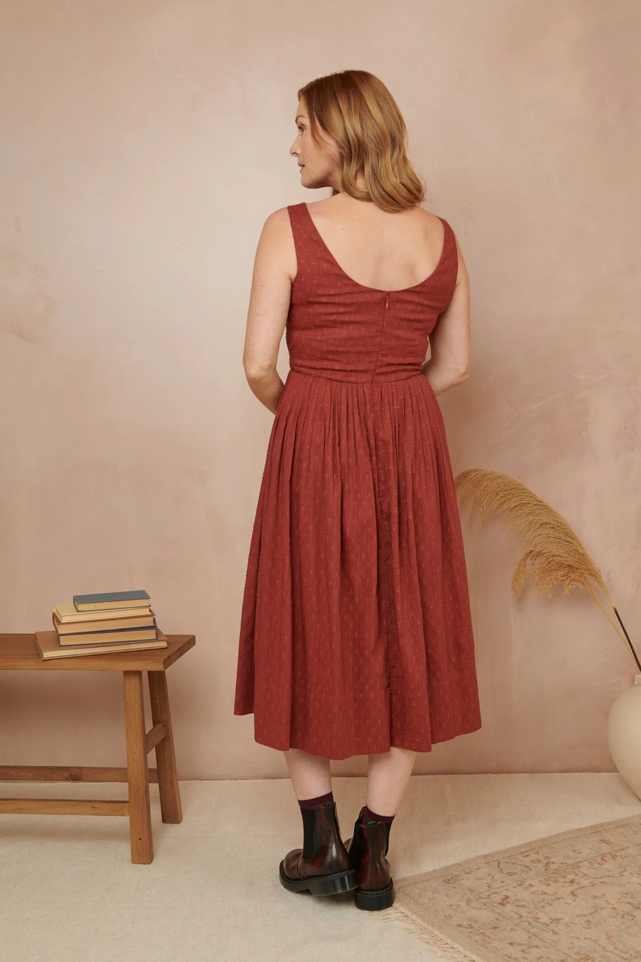 Abigail Viscose Dobby Cinnamon Dress Long