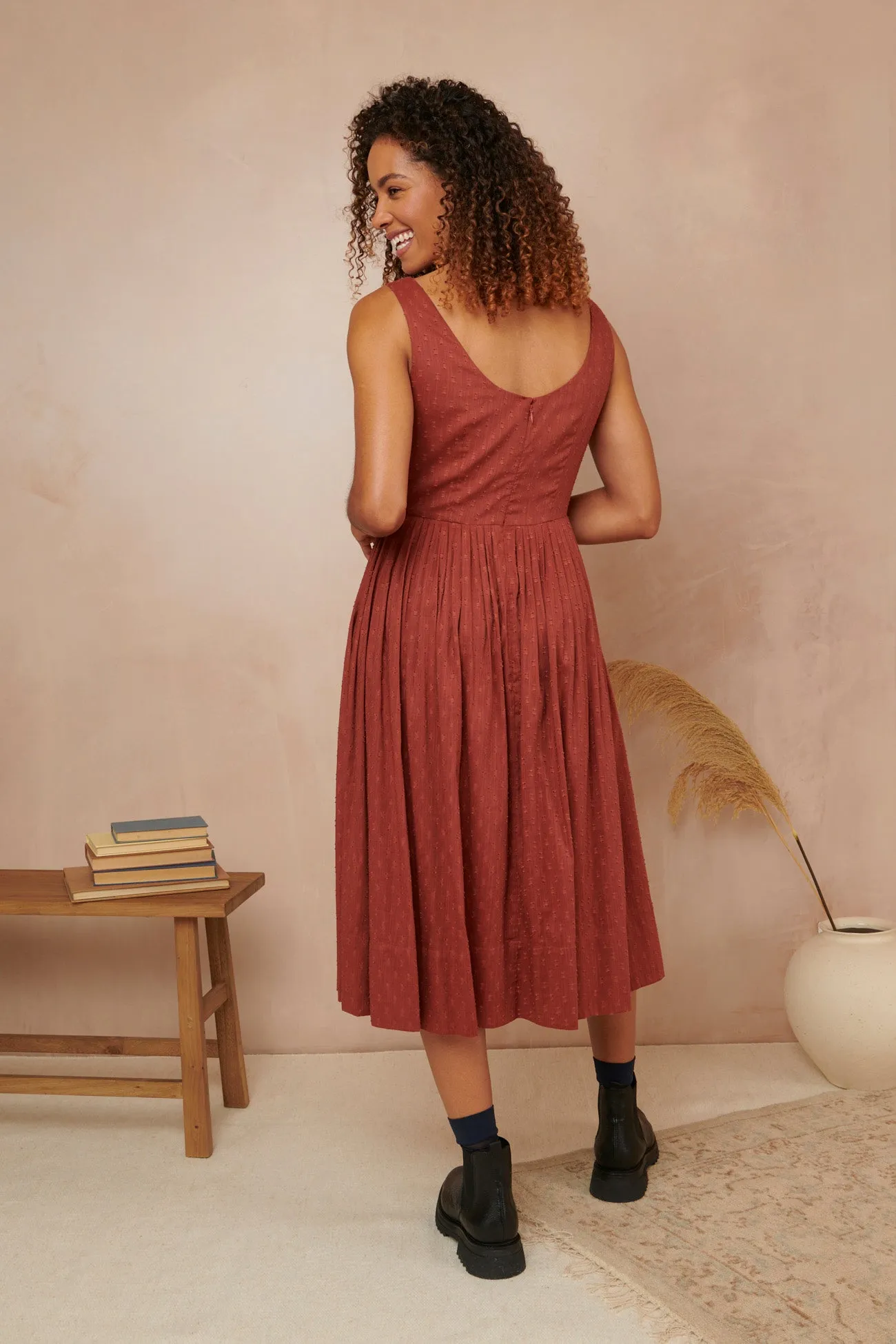 Abigail Viscose Dobby Cinnamon Dress Long