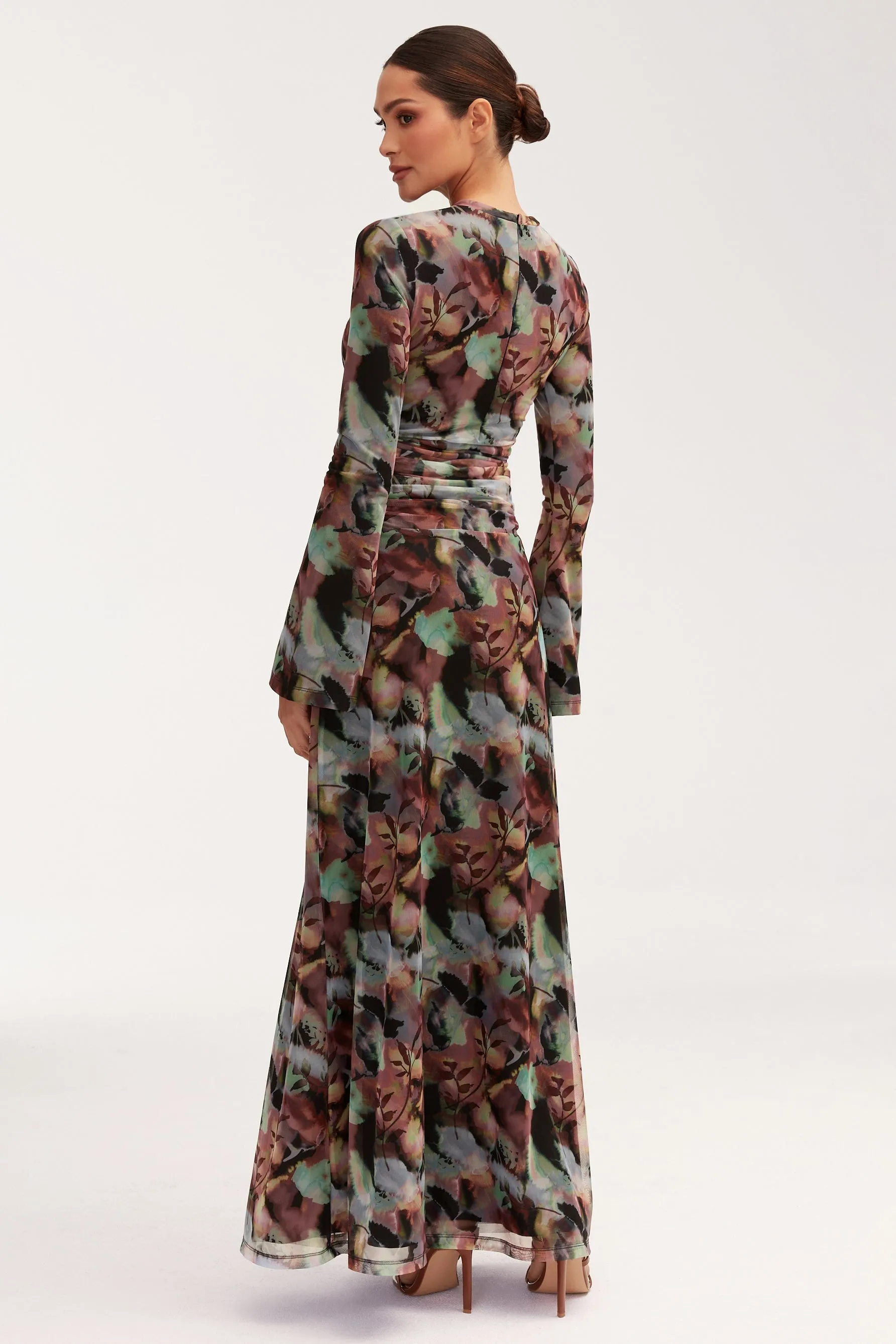 Adelina Rouched Maxi Dress - Floral Tie Dye