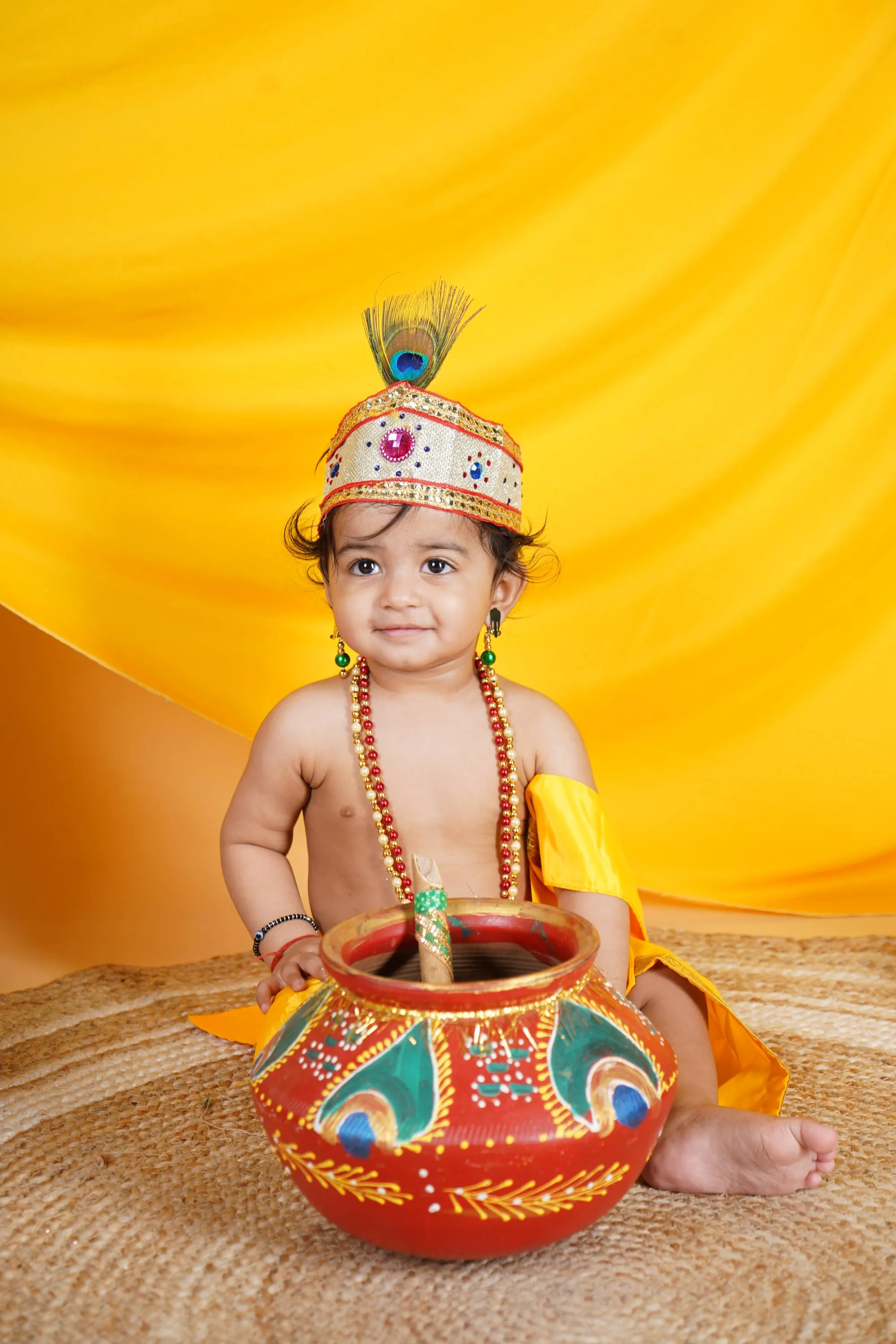 Ahhaaaa Kids Ethnic Krishna Dress Costume Set For Boys