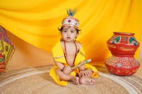 Ahhaaaa Kids Ethnic Krishna Dress Costume Set For Boys