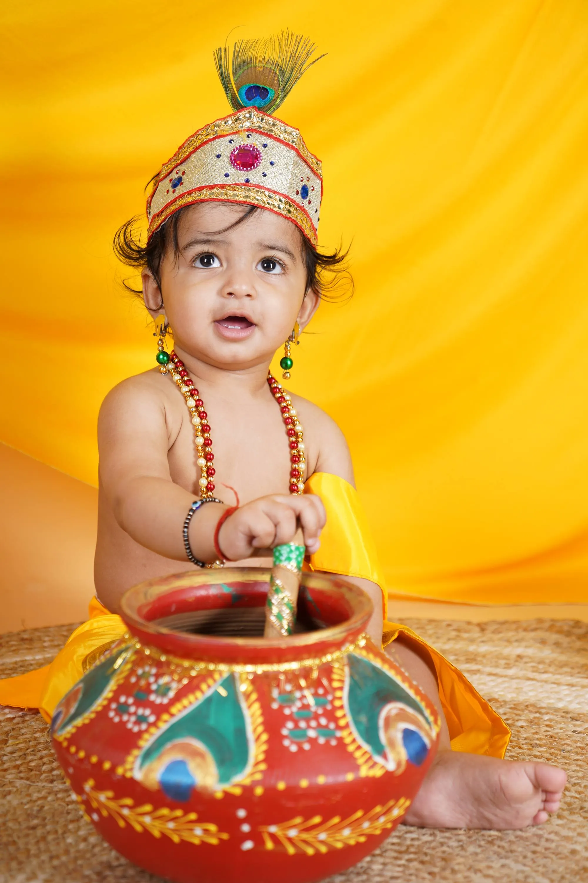 Ahhaaaa Kids Ethnic Krishna Dress Costume Set For Boys