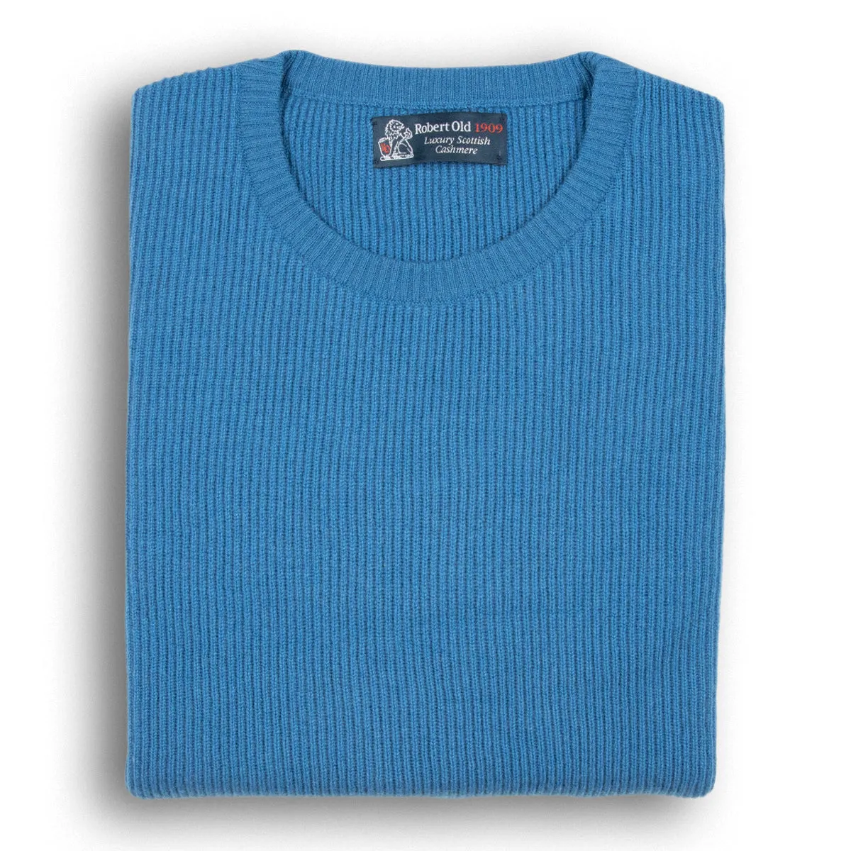 Airforce Blue Huntley 2ply Rib Crew Neck Cashmere Sweater