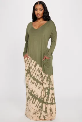 Alana Tie Dye Maxi Dress - Olive