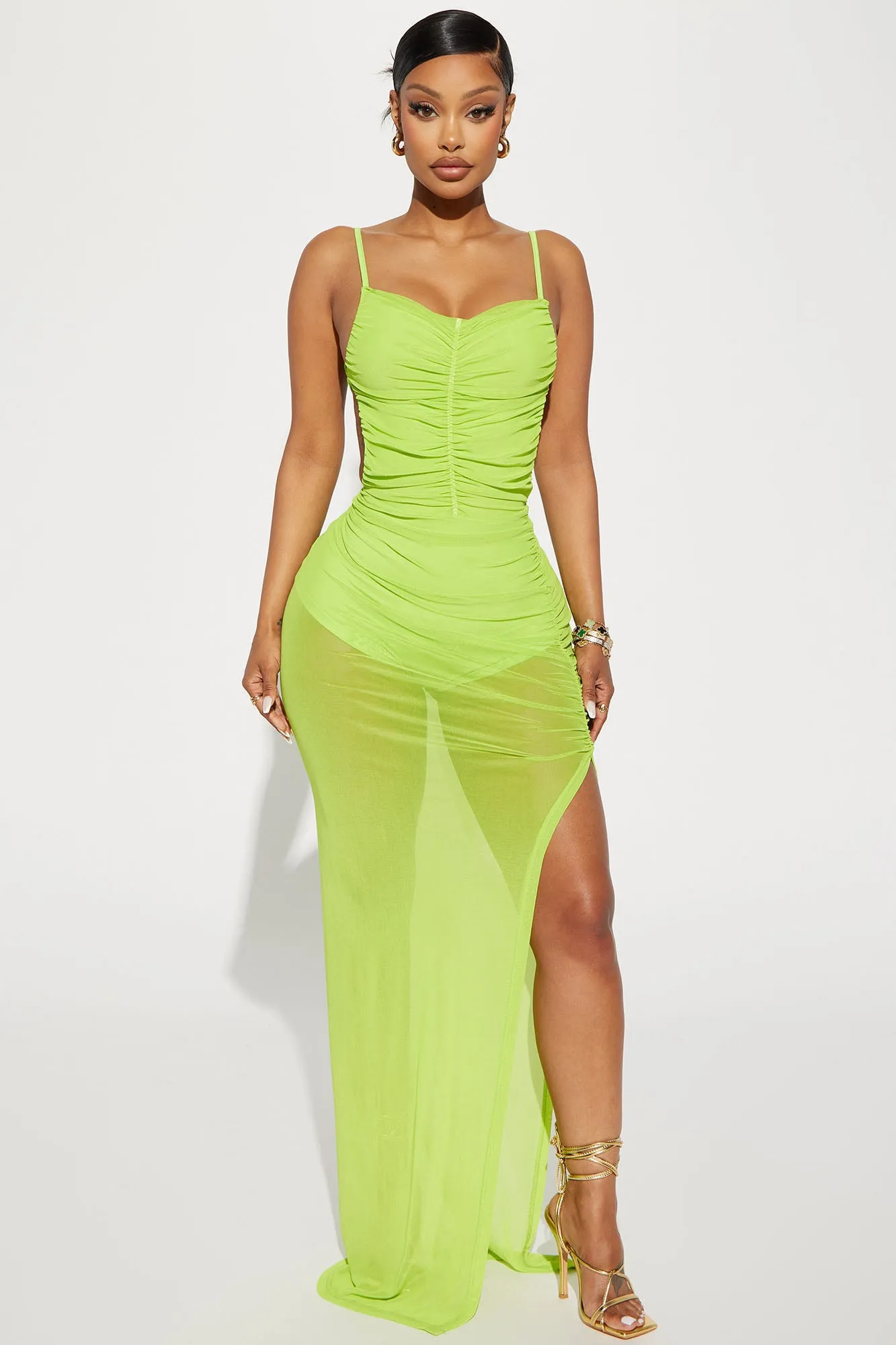 Alexa Mesh Maxi Dress - Green