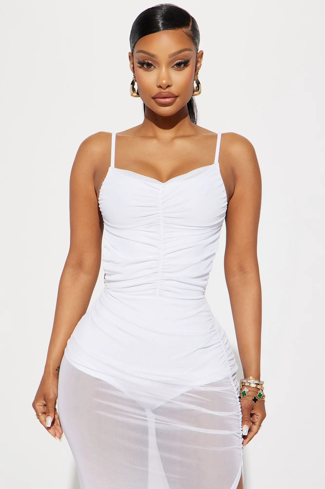 Alexa Mesh Maxi Dress - White