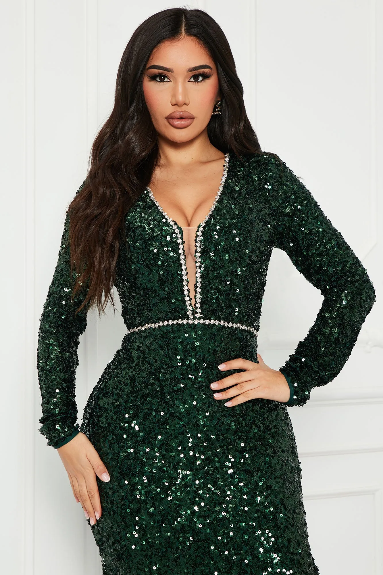 Alexa Sequin Maxi Dress - Green