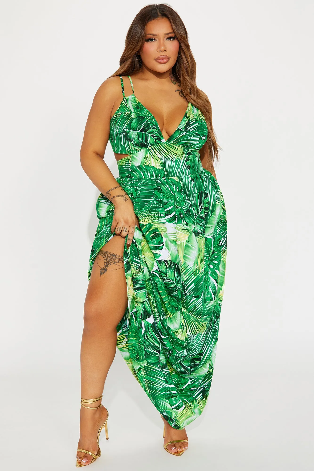 Alexandria Tropical Maxi Dress - Kelly Green