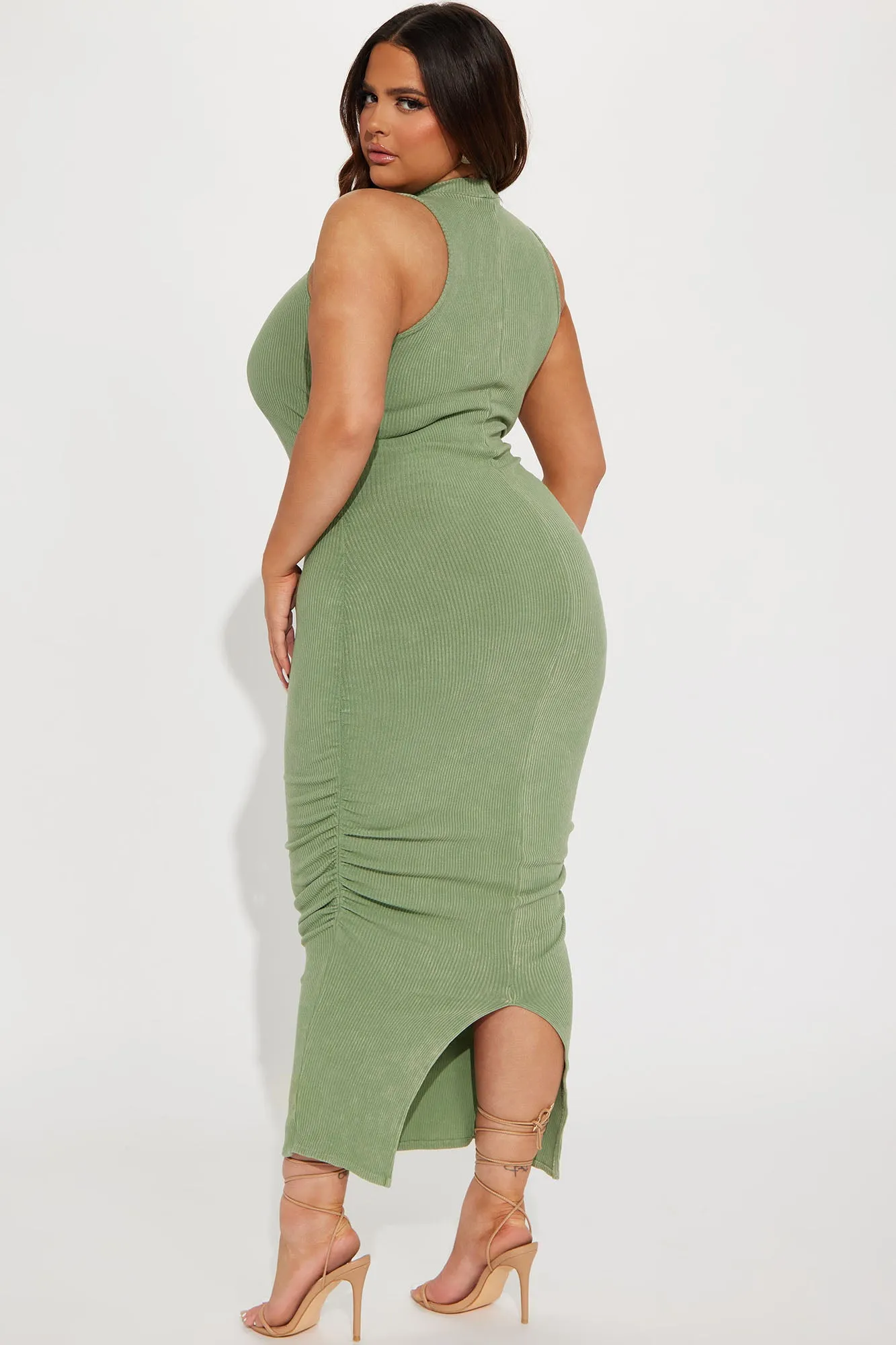 Amiah Mineral Wash Maxi Dress - Green