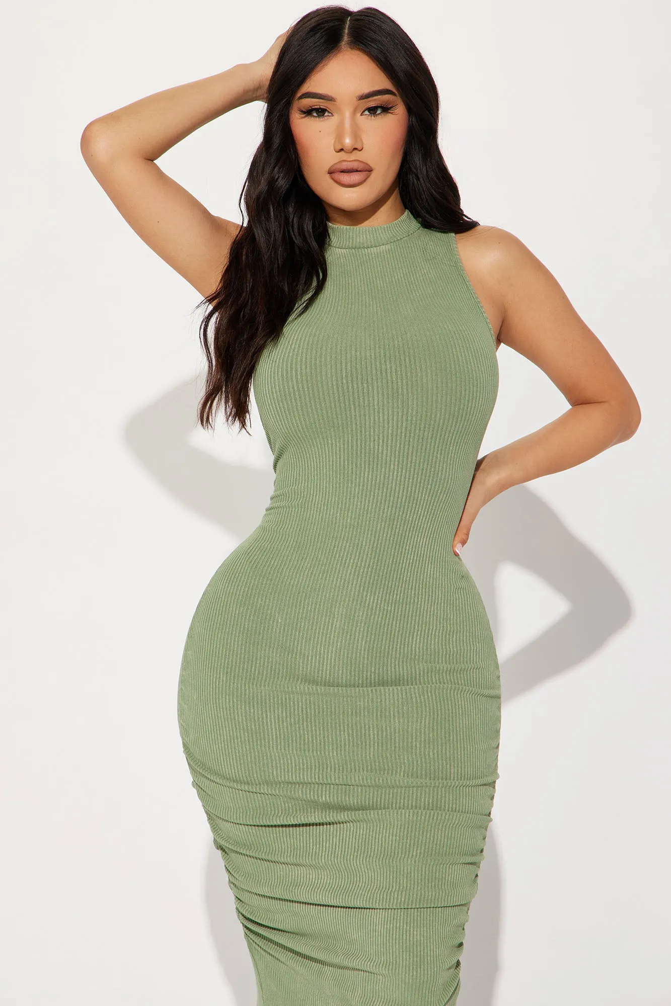 Amiah Mineral Wash Maxi Dress - Green