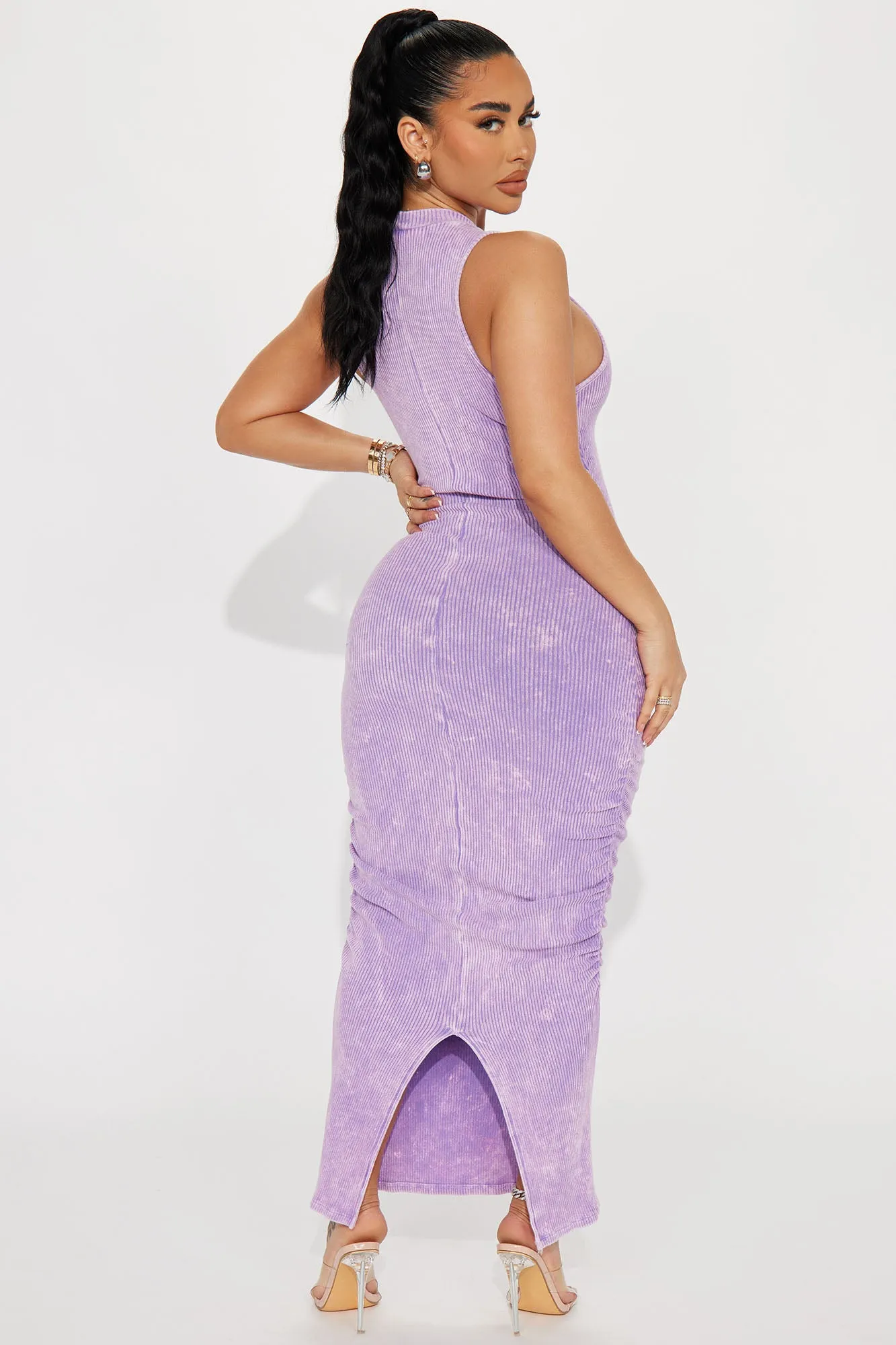 Amiah Mineral Wash Maxi Dress - Lilac