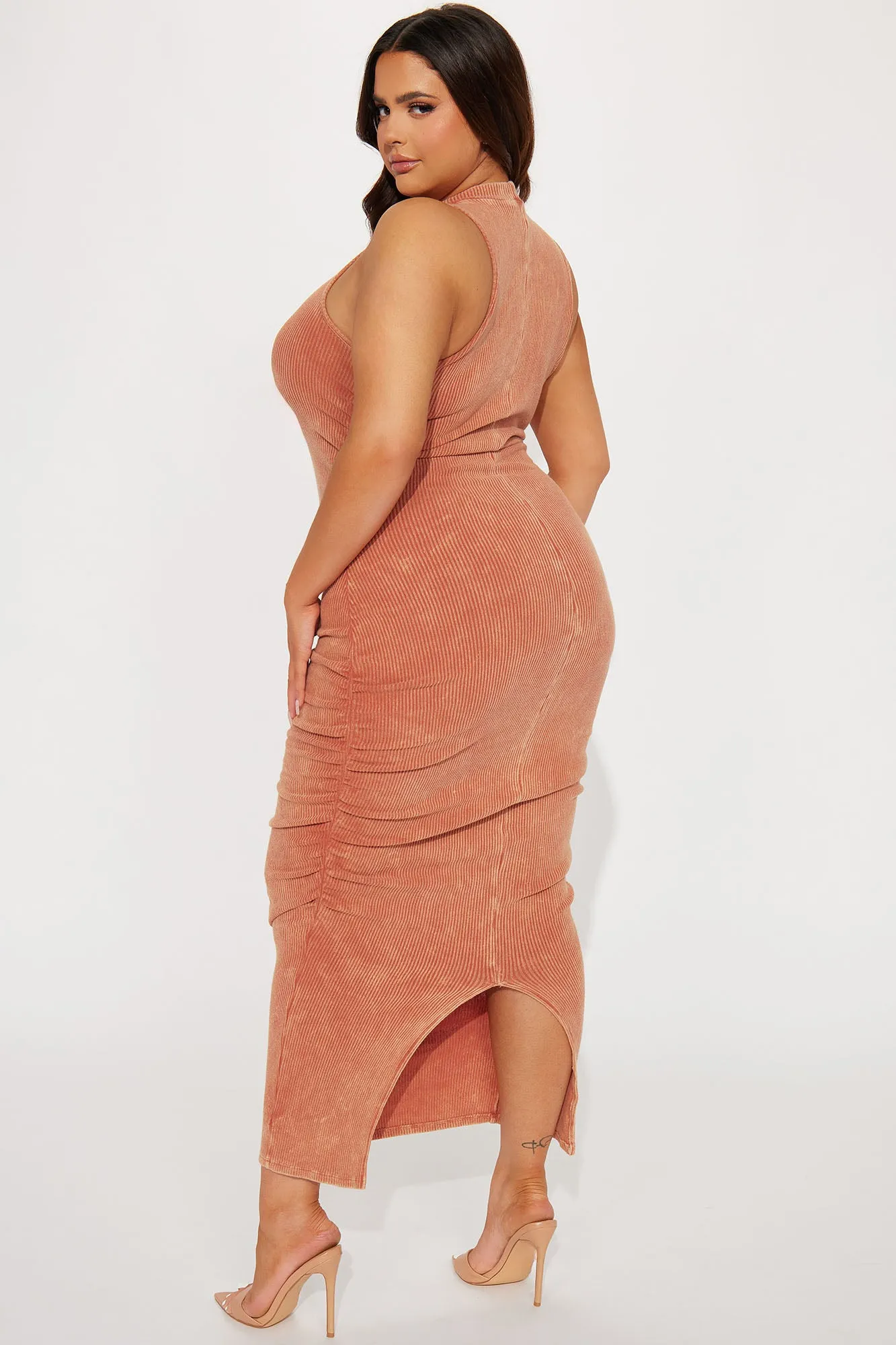 Amiah Mineral Wash Maxi Dress - Rust