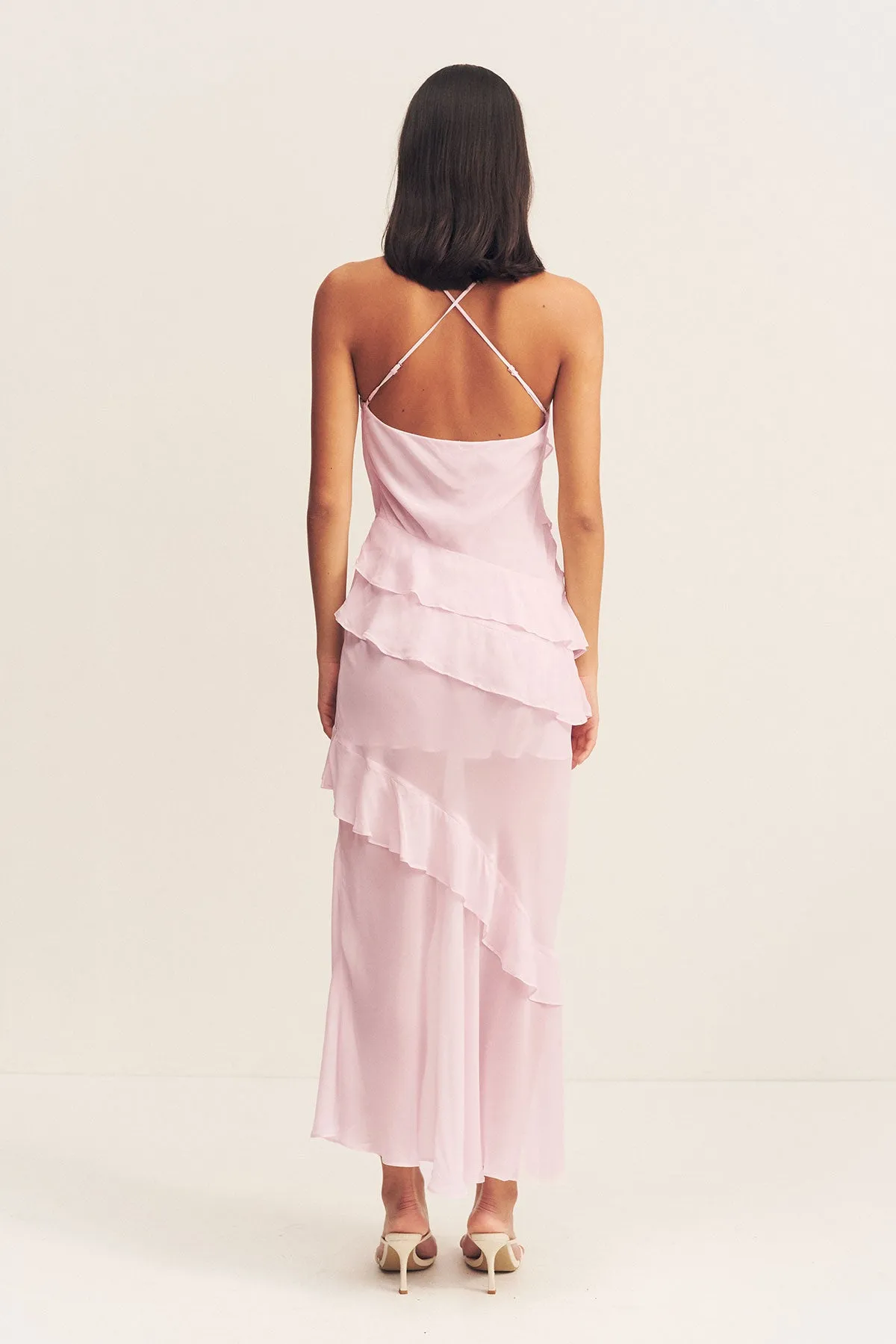 AMINA ASYMMETRICAL RUFFLE MAXI DRESS - FAIRYFLOSS