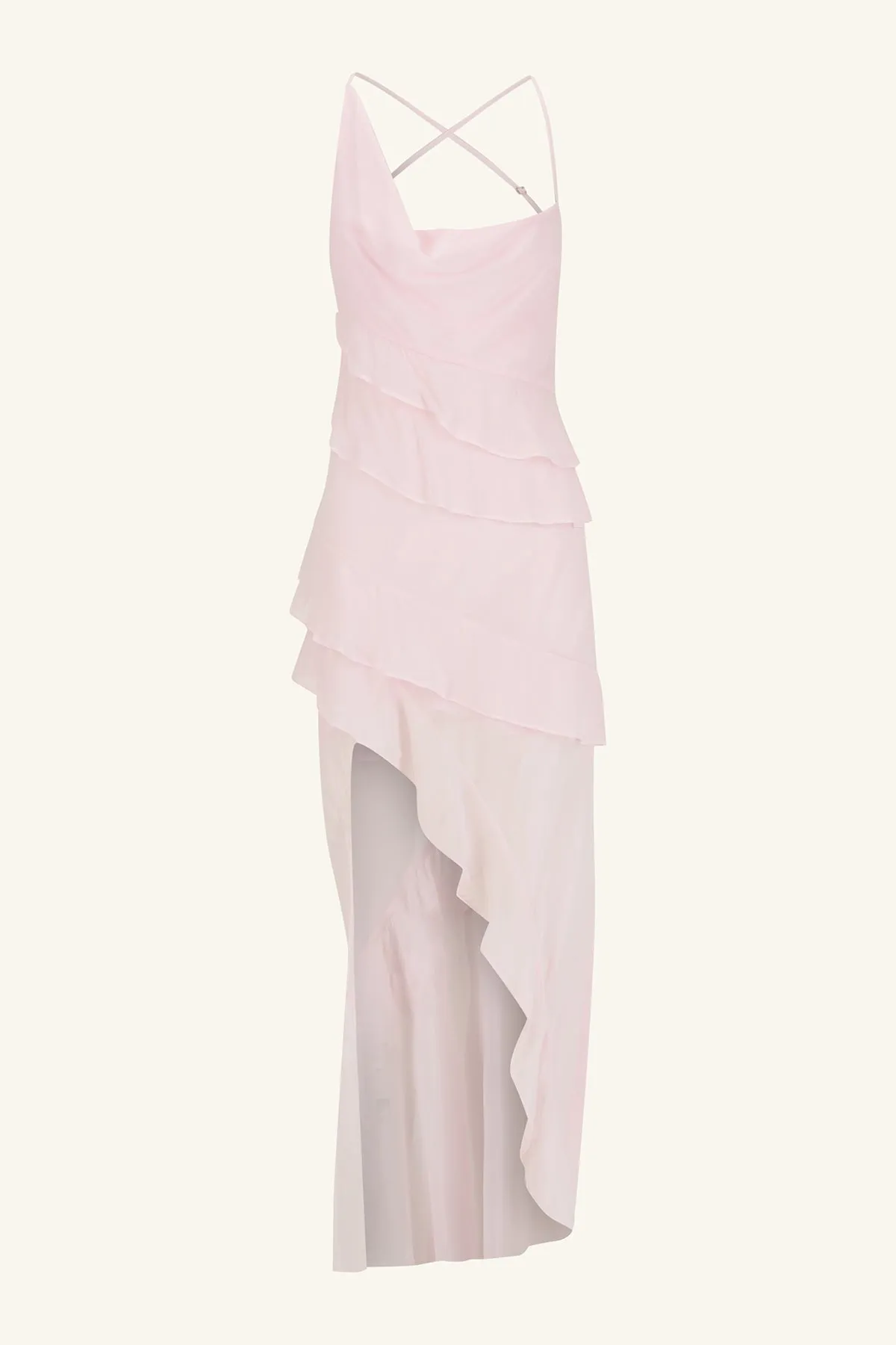 AMINA ASYMMETRICAL RUFFLE MAXI DRESS - FAIRYFLOSS