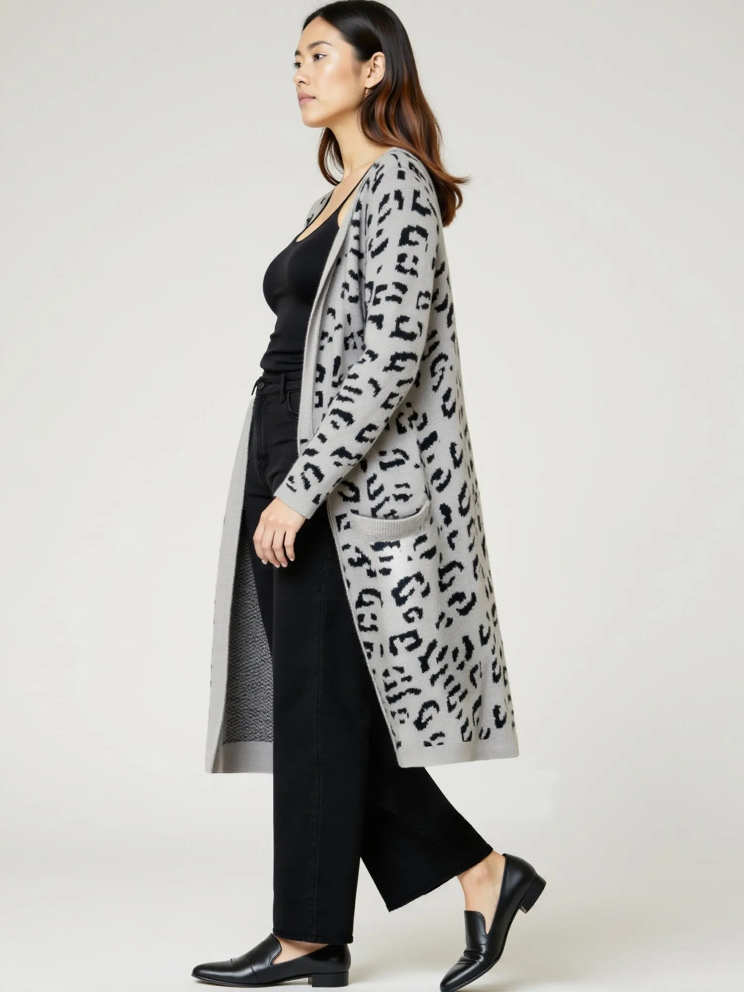 Animal Print Long Duster Cardigan