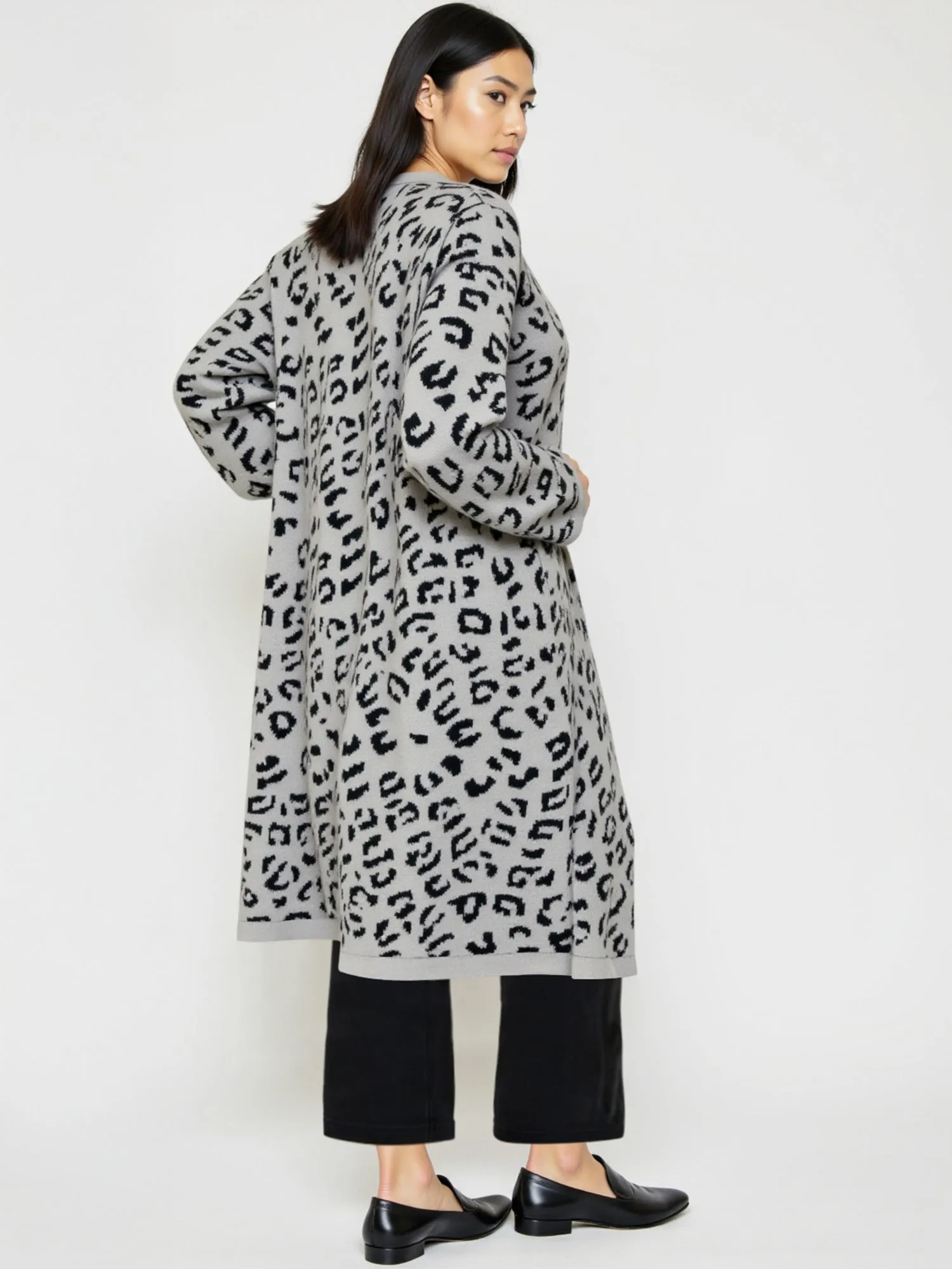 Animal Print Long Duster Cardigan