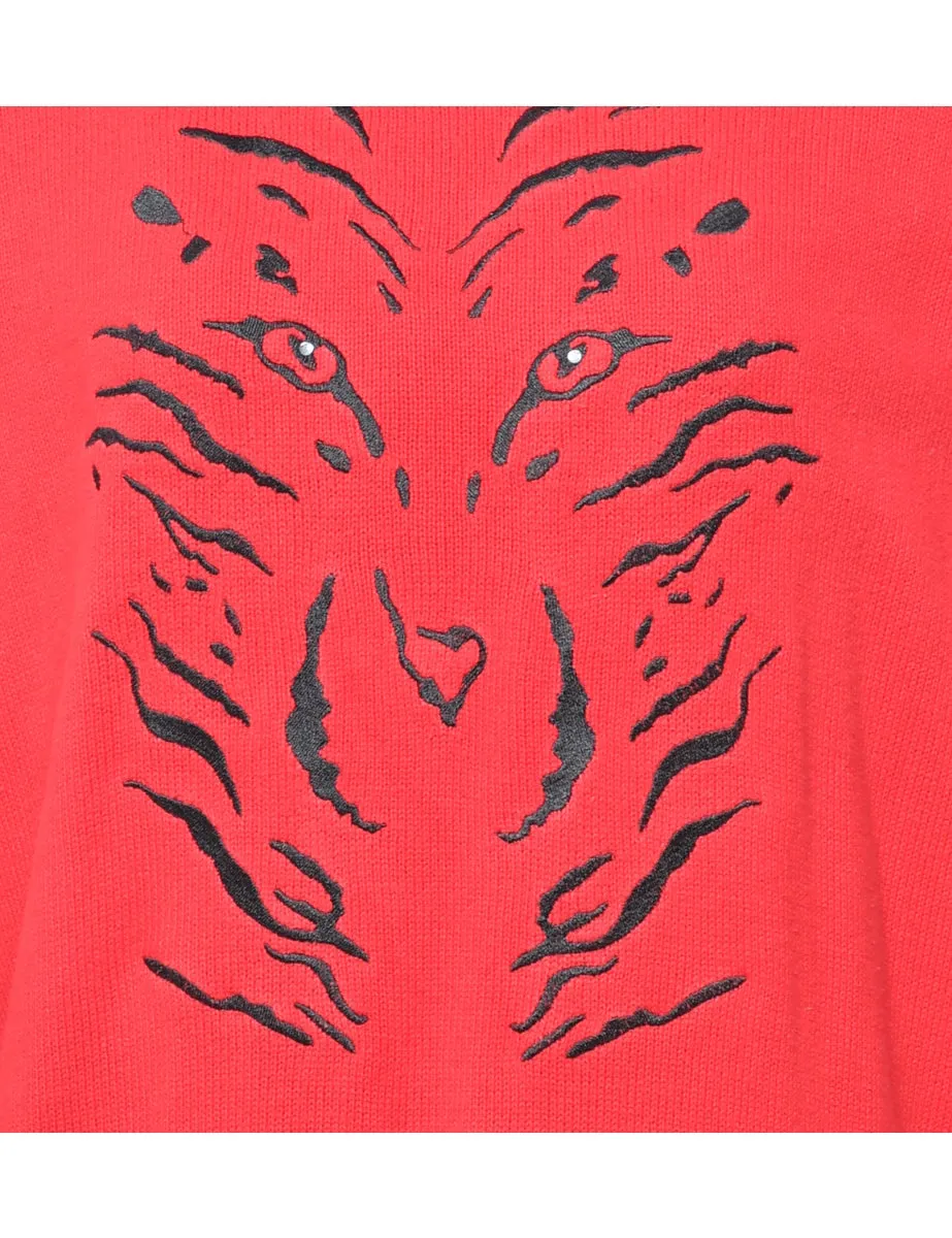 Animal Print Red Jumper - L