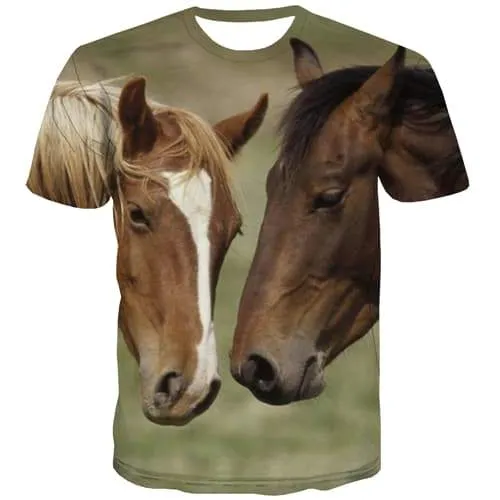 Animal T-shirt Men Horse T-shirts Graphic Lovely T-shirts 3d Funny Tshirts Novelty Street Tshirt Printed Short Sleeve summer Men