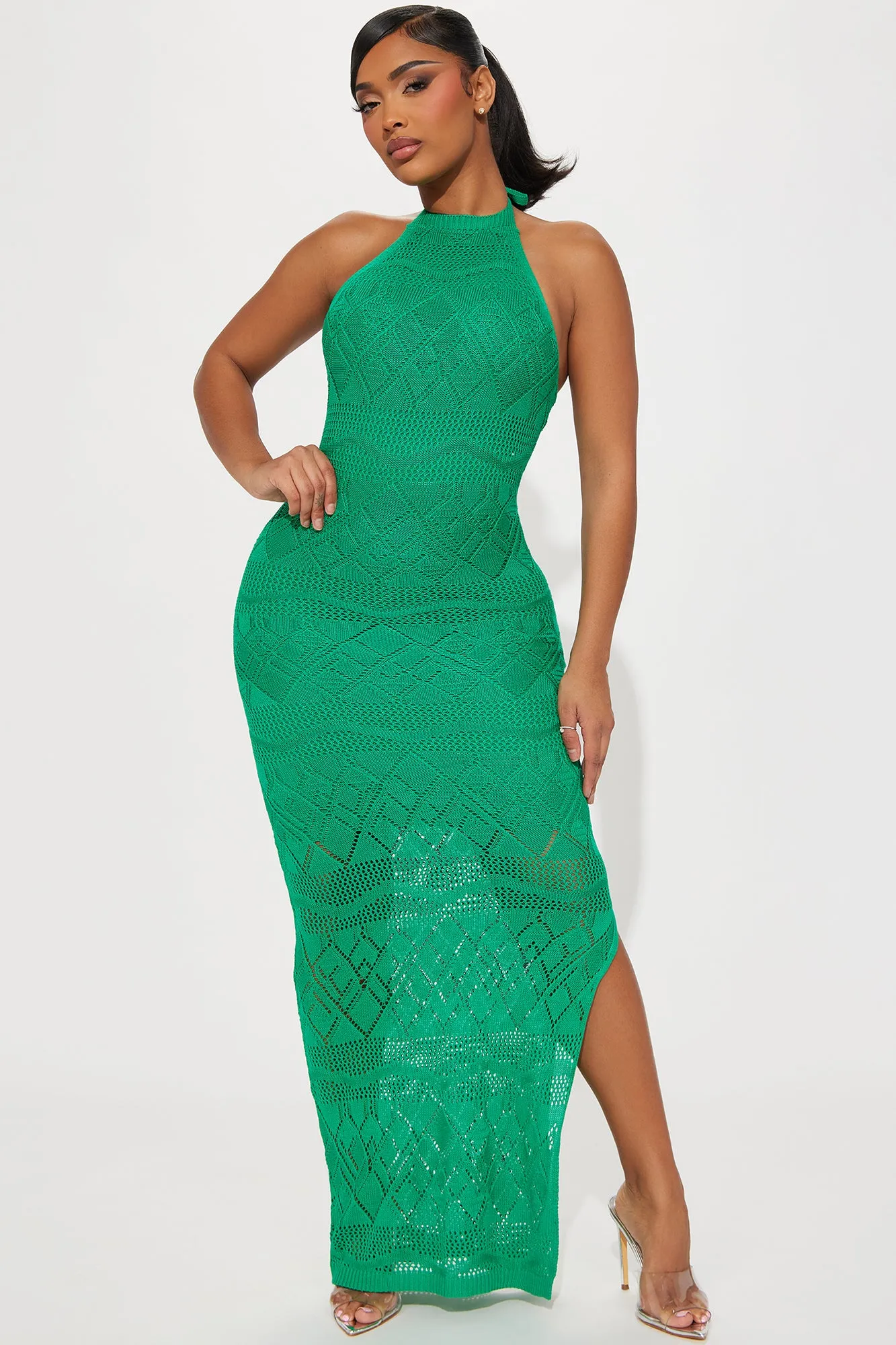 Anna Crochet Maxi Dress - Kelly Green