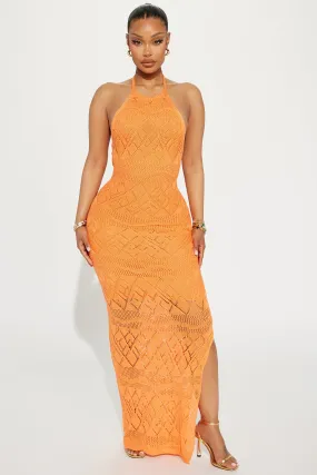 Anna Crochet Maxi Dress - Orange