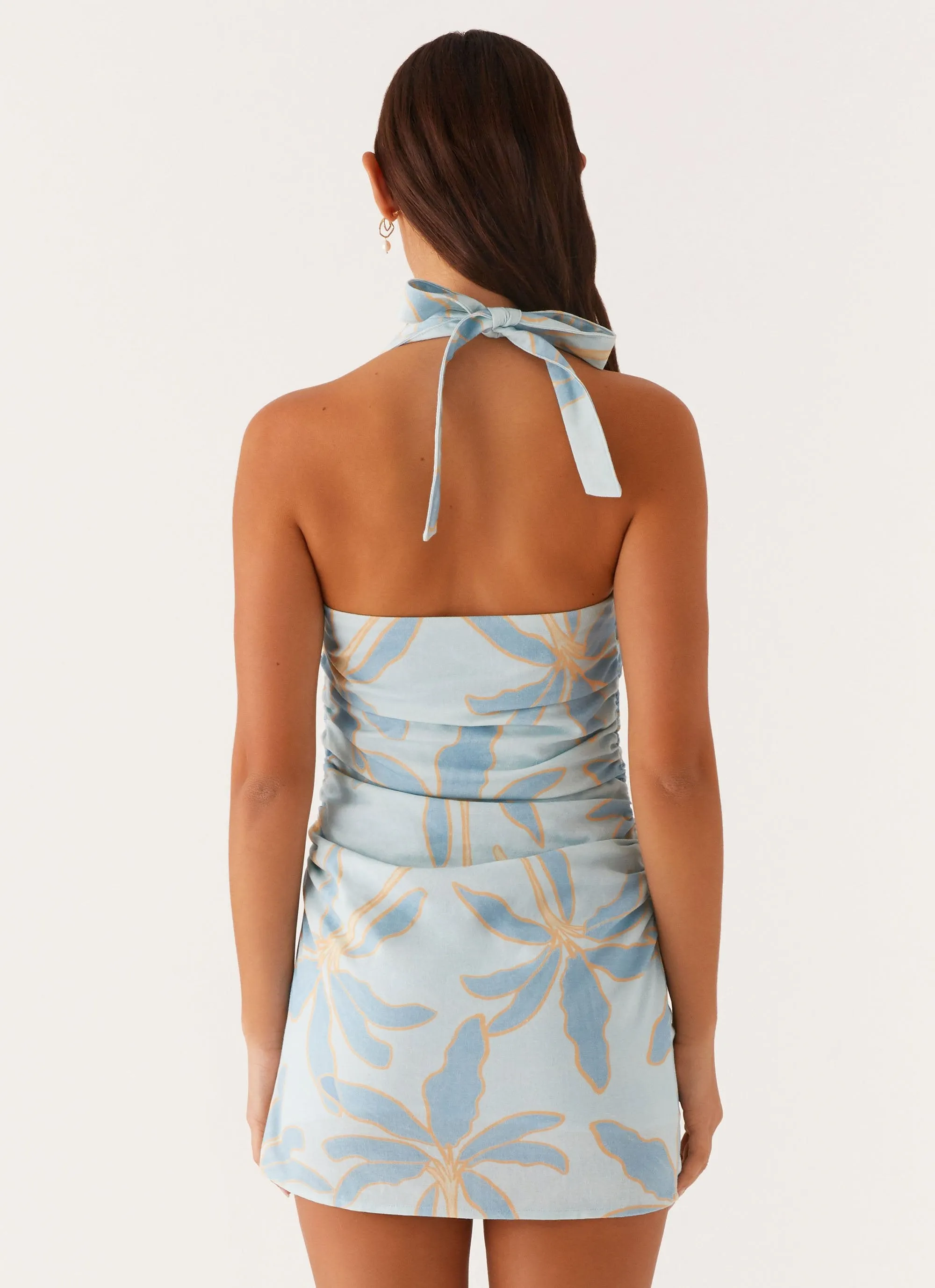 Annalissa Linen Mini Dress - Opulent Blue