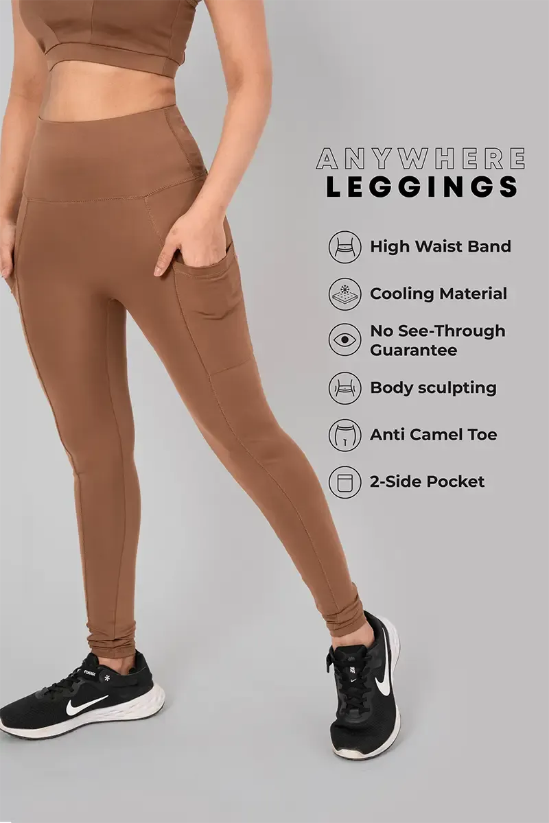 Anywhere Women's Leggings with Side Pockets - Cocoa