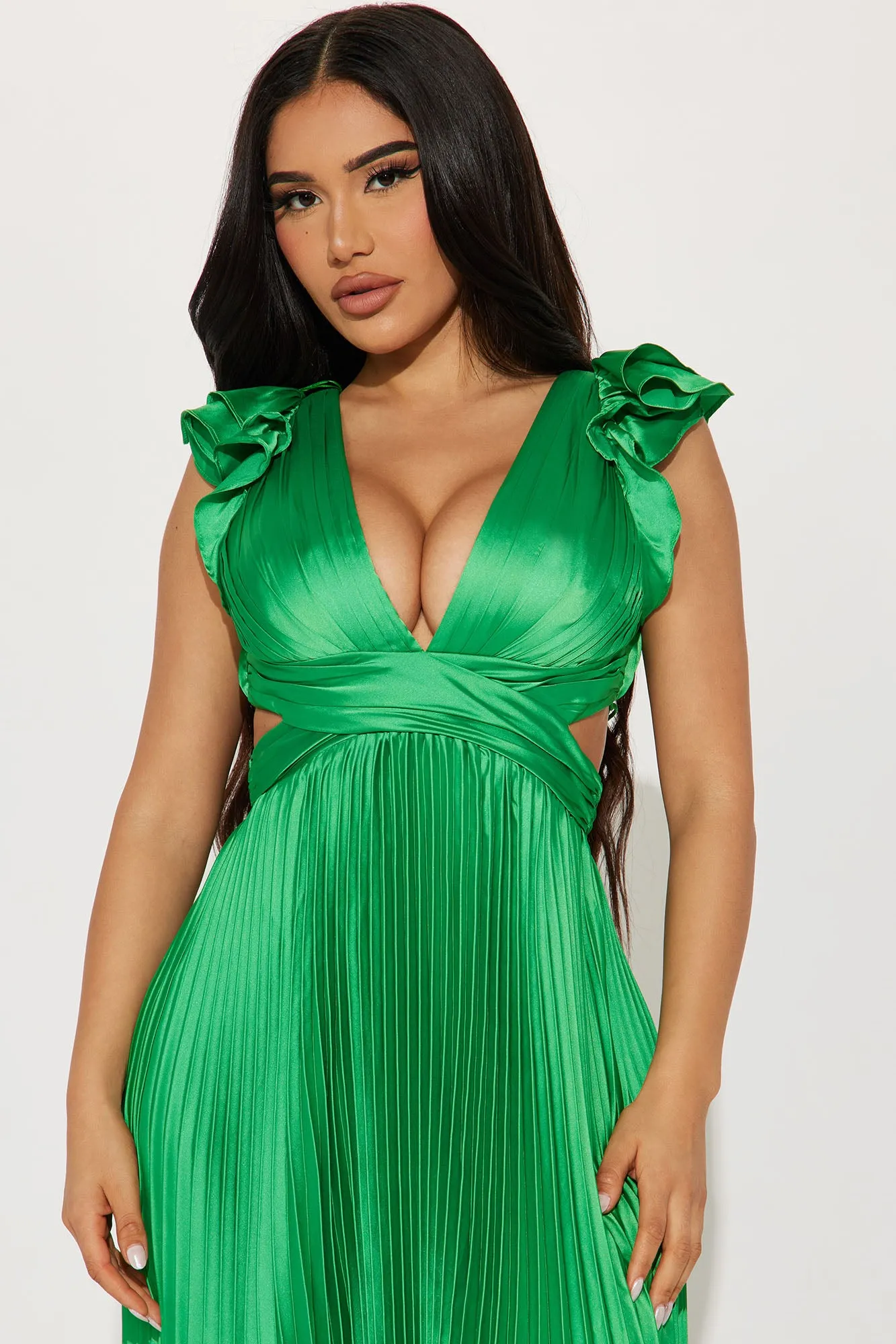 Ariana Pleated Maxi Dress - Green