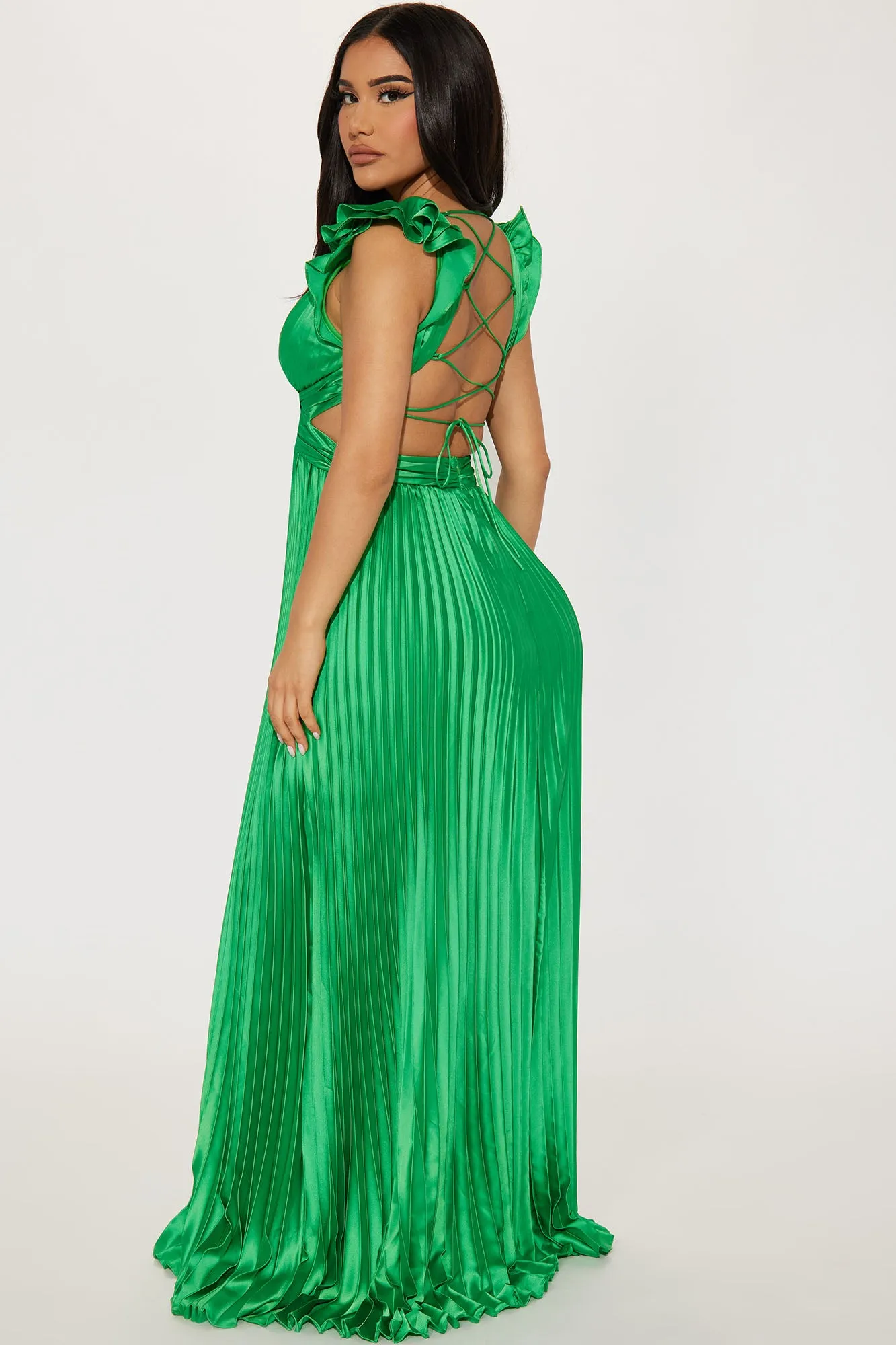 Ariana Pleated Maxi Dress - Green