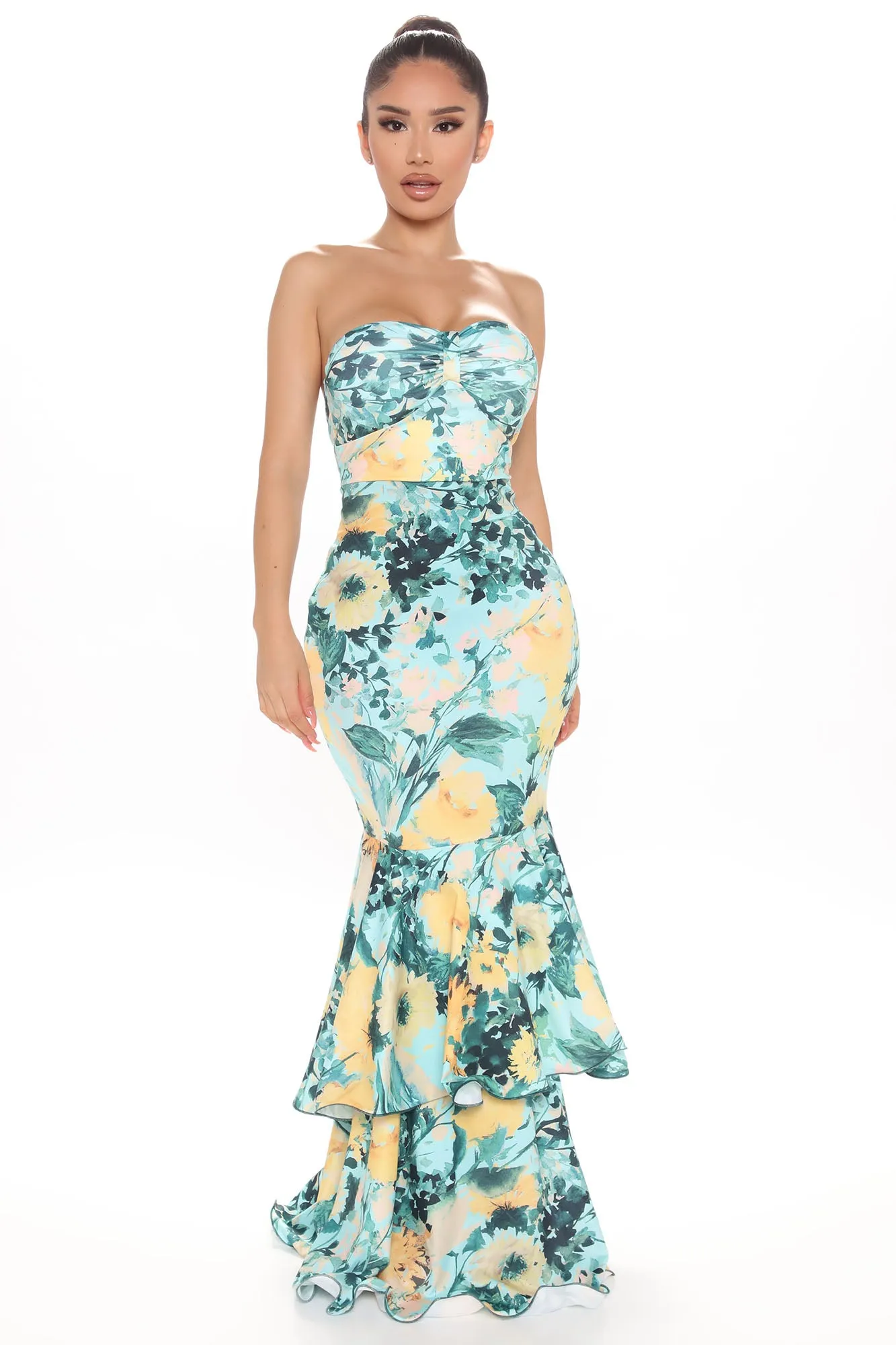 Ariel Floral Maxi Dress - Jade/Combo