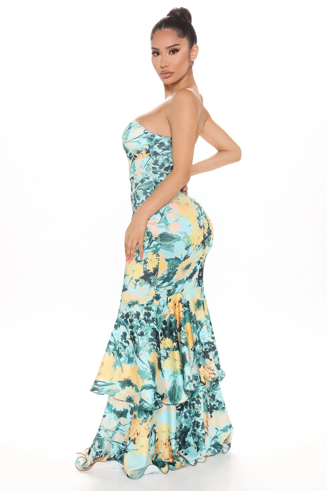 Ariel Floral Maxi Dress - Jade/Combo