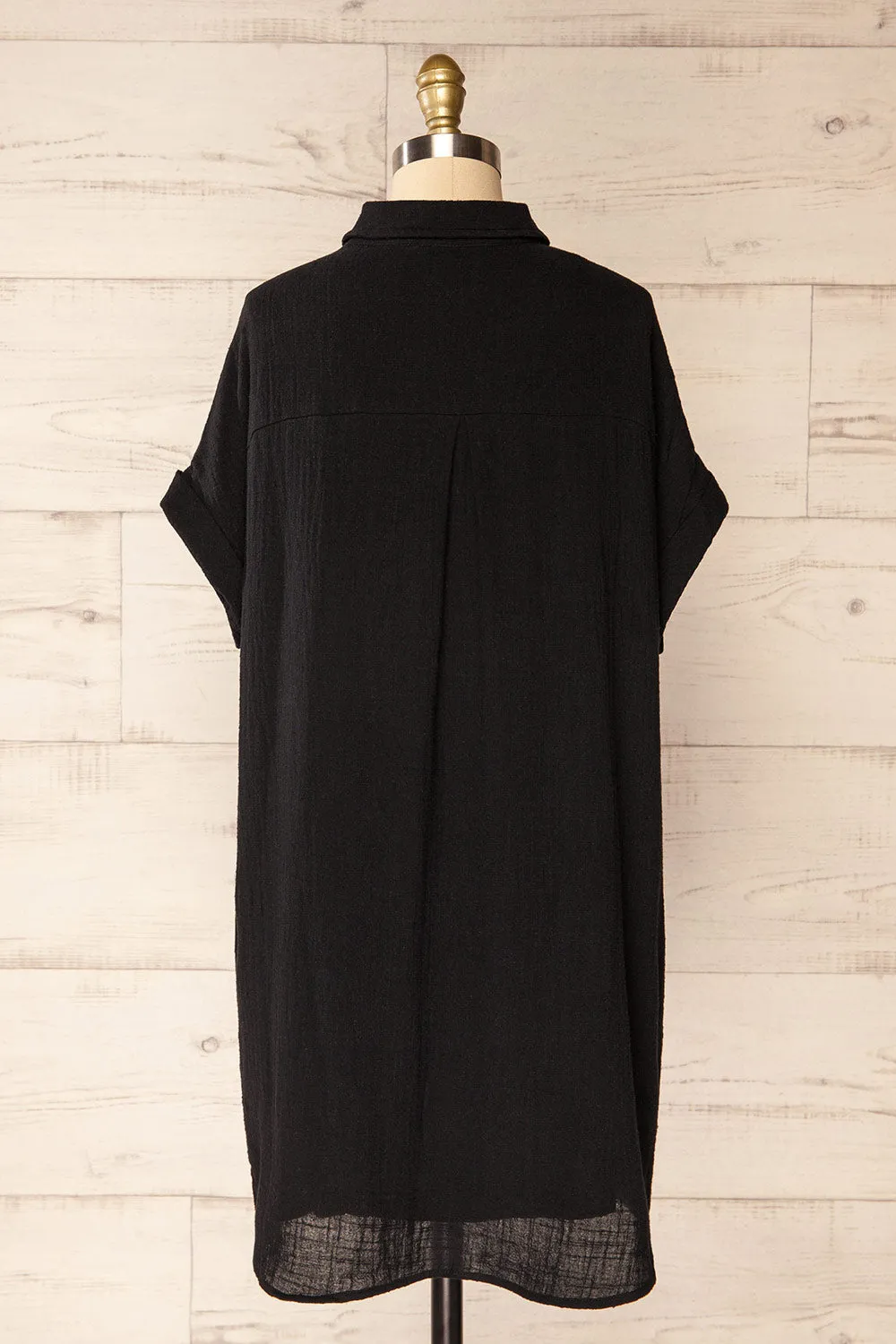 Arles Black | Short Shirt Dress w/ Pockets