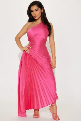 Athena One Shoulder Maxi Dress - Hot Pink