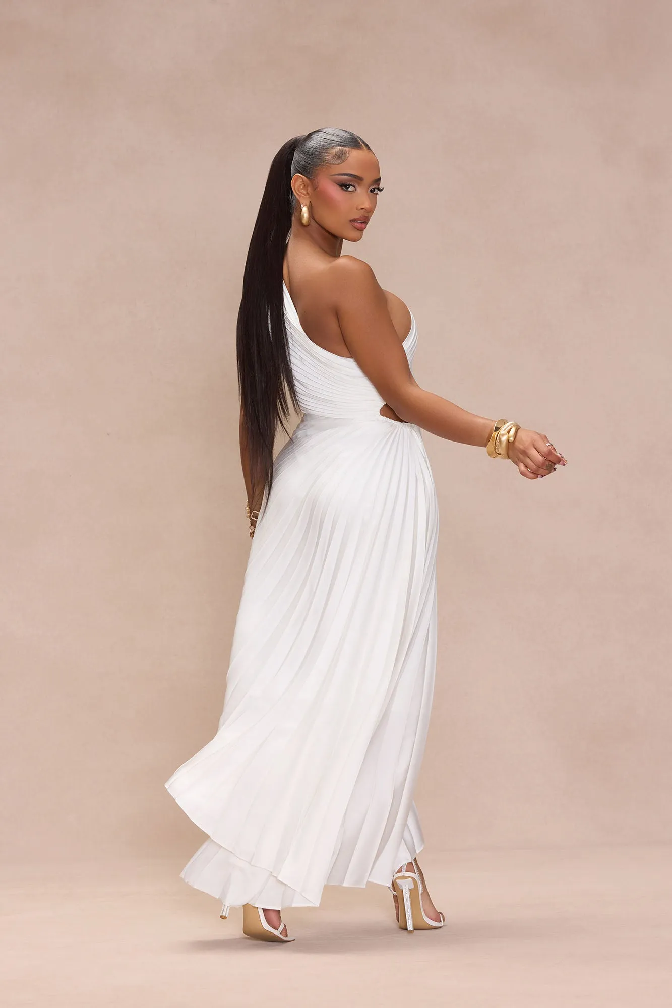 Athena One Shoulder Maxi Dress - Off White