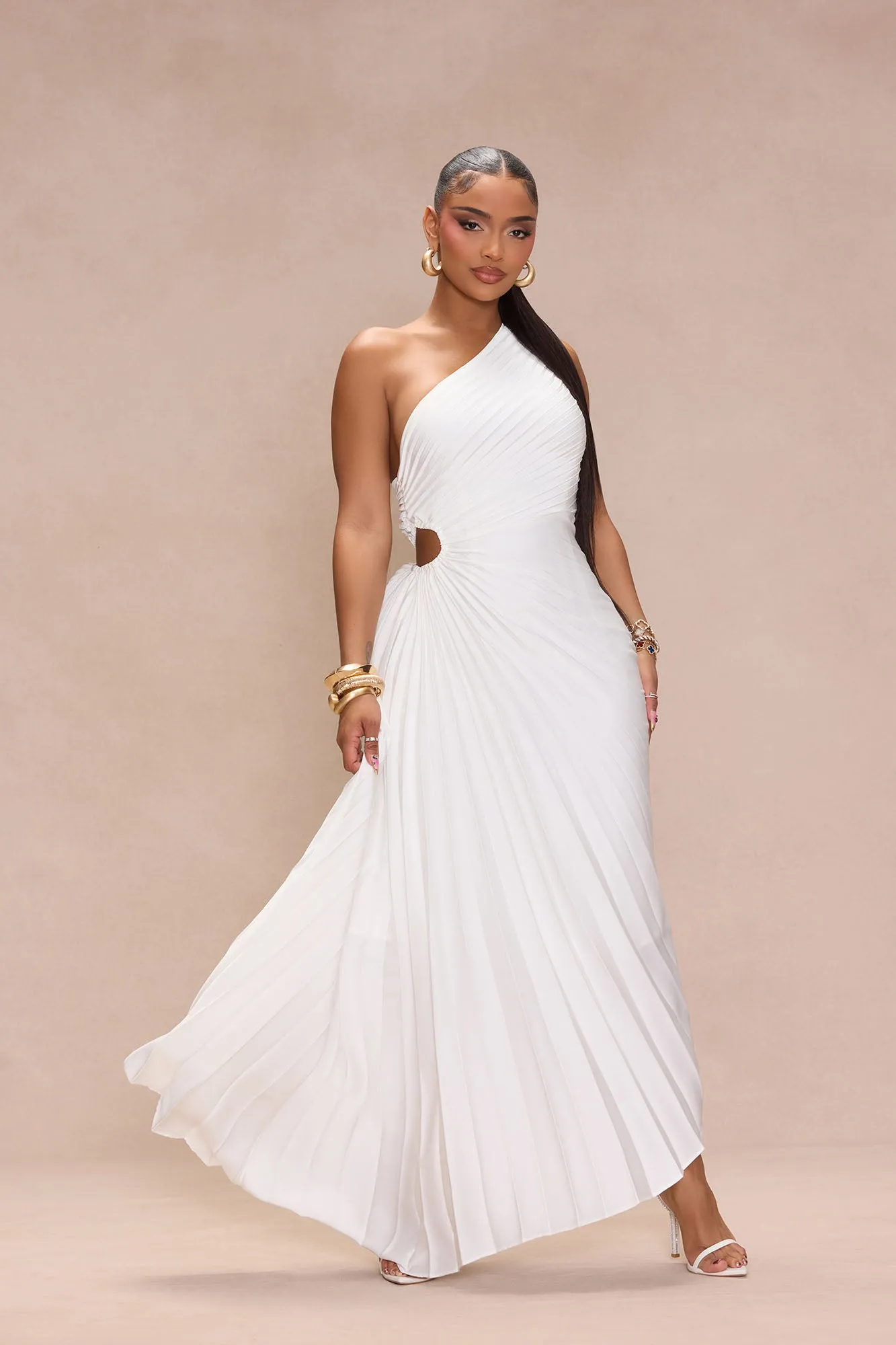 Athena One Shoulder Maxi Dress - Off White