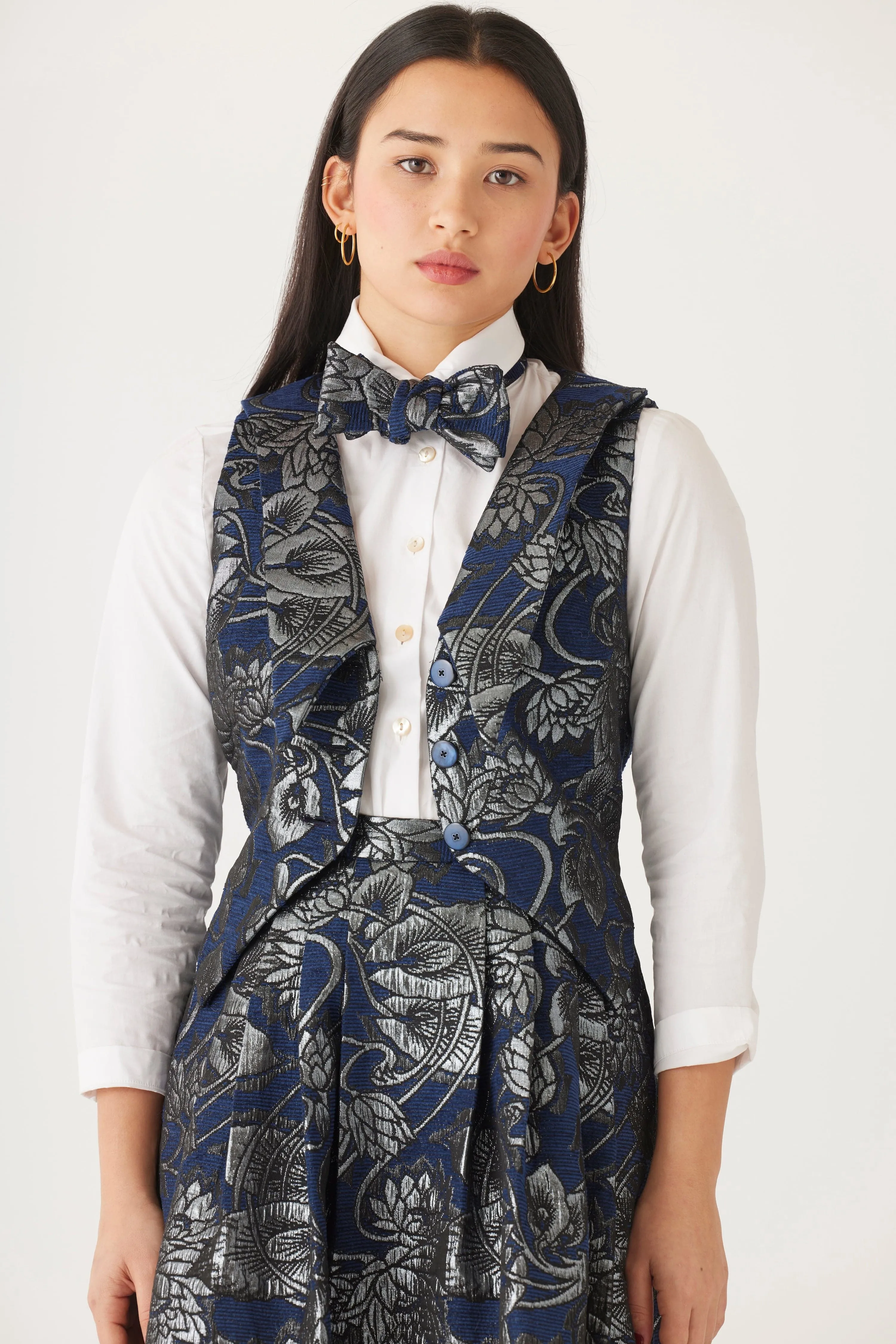 Audrey Collared Vest in Brocade