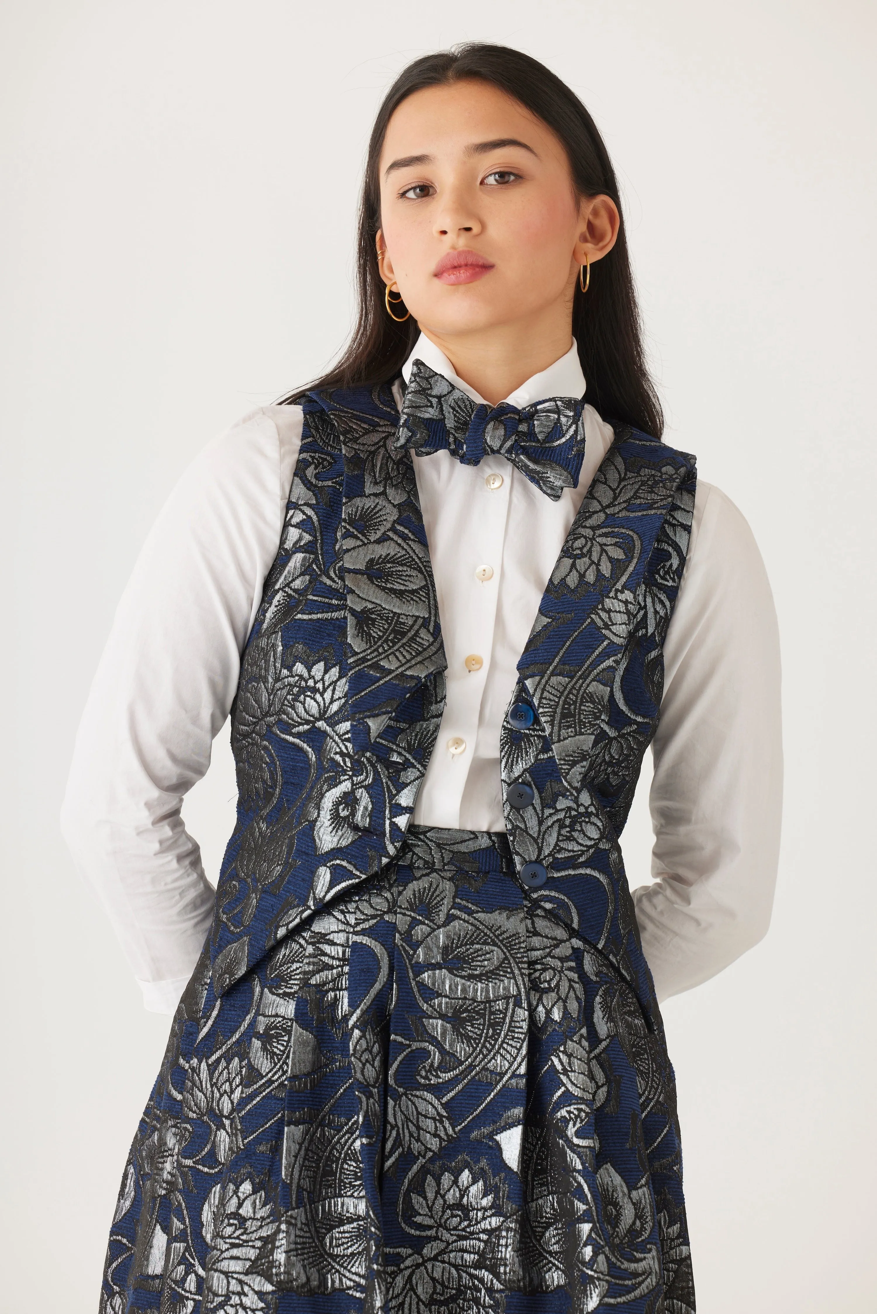 Audrey Collared Vest in Brocade