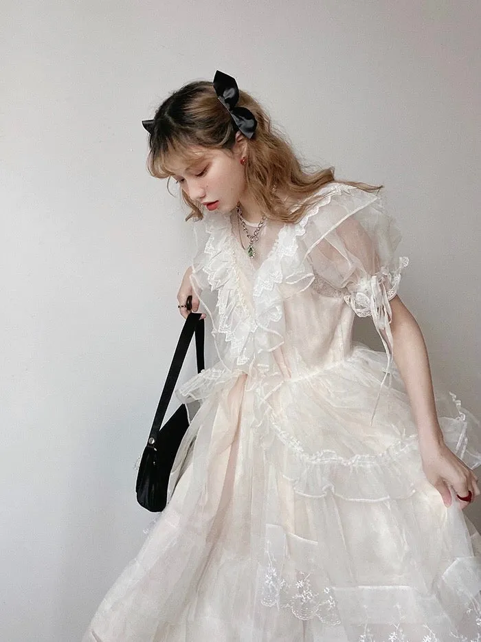 [August Unicorn] Angelic Aura Handmade Silk Outer Princess Dress