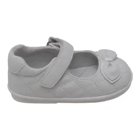 Baby Girls White Quilted Strap Bow Mary Jane Shoes 1-3 Baby