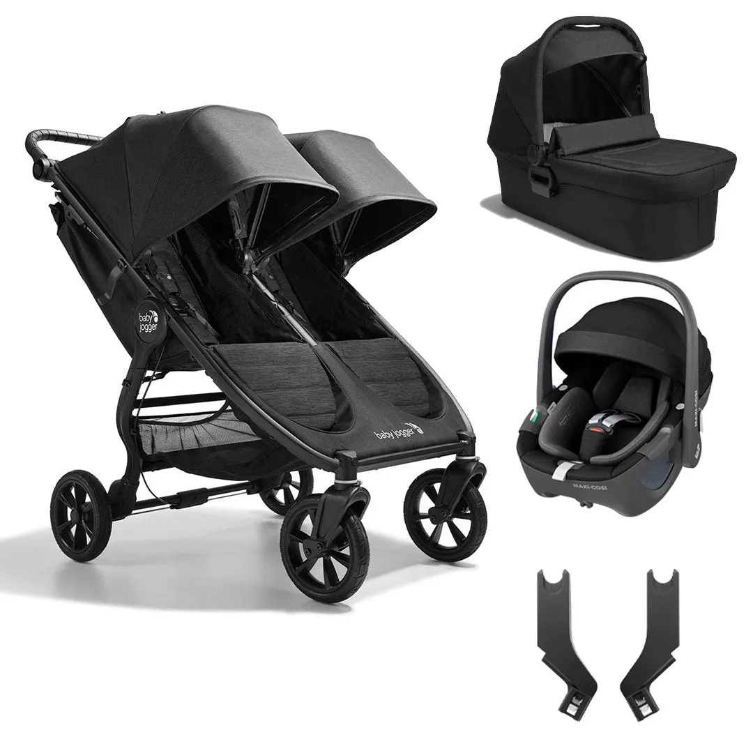 Baby Jogger City Mini GT2 Double   Maxi Cosi Pebble 360 Travel System - Opulent Black