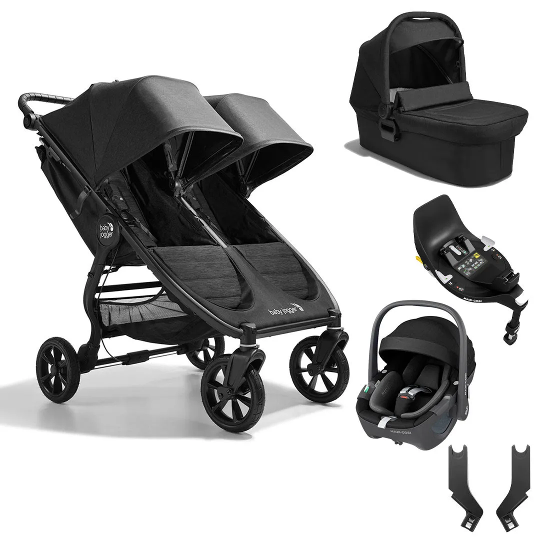 Baby Jogger City Mini GT2 Double   Maxi Cosi Pebble 360 Travel System - Opulent Black