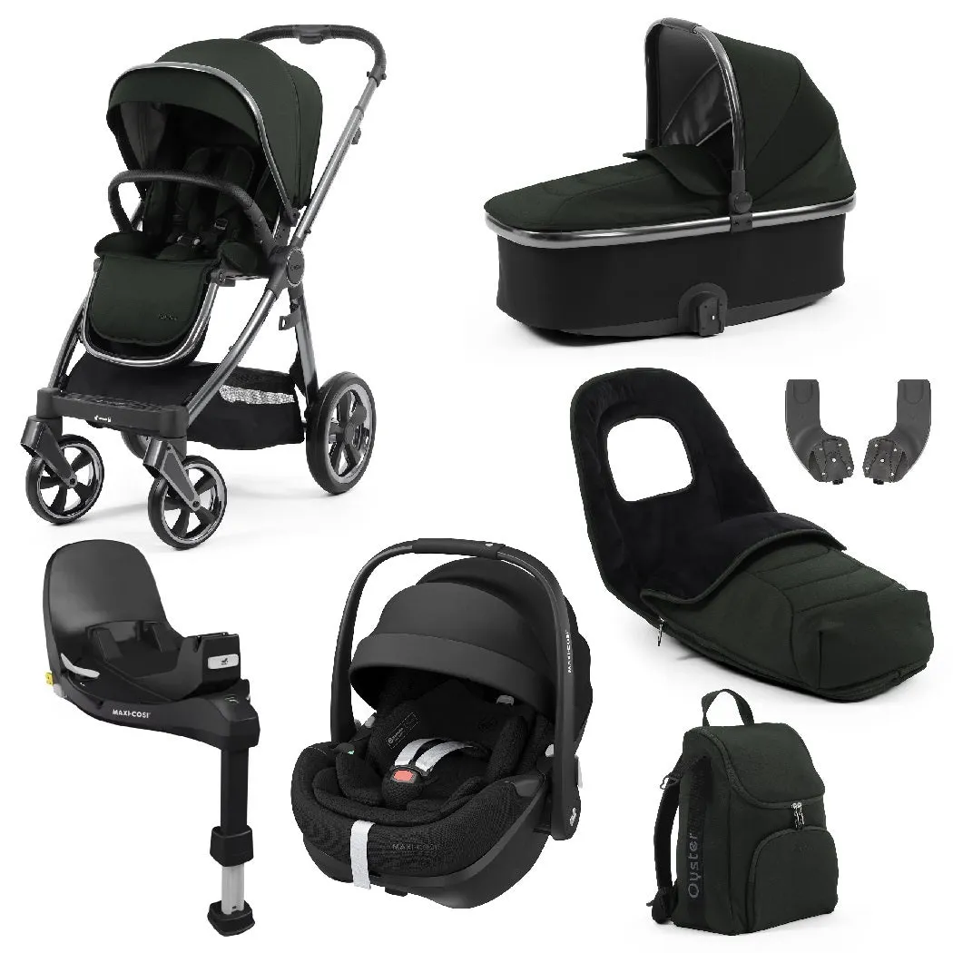 BabyStyle Oyster 3 LUXURY Bundle - 7 Piece (Black Olive) with Maxi-Cosi Pebble 360 Pro²