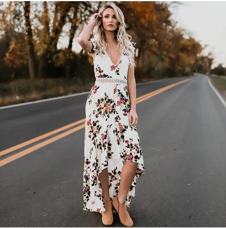 Backless Floral Maxi Dress