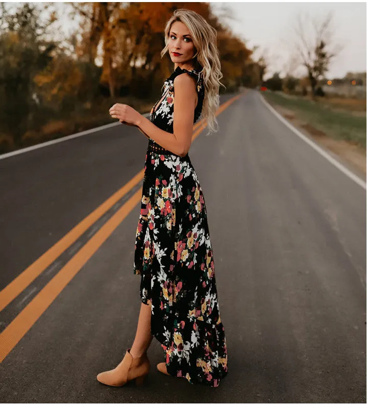 Backless Floral Maxi Dress