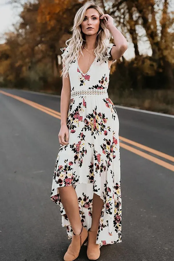 Backless Floral Maxi Dress