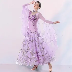 Ballroom Dance Competition Dress Embroidery Rhinestones Performance Wear