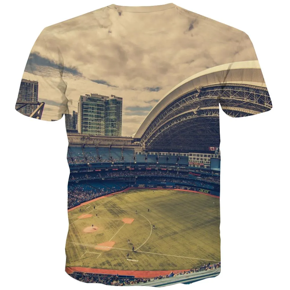 Baseball T shirts Men Stadium Tshirts Novelty Game Tshirt Printed White Tshirts Cool